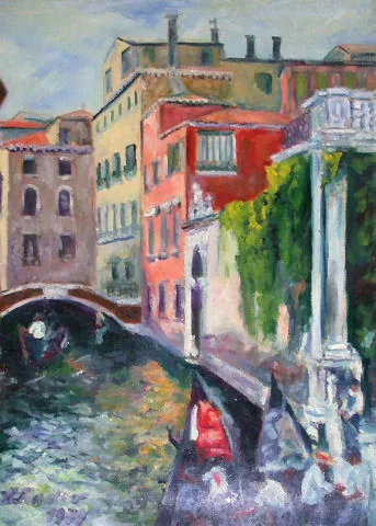 Gemälde „Eingang zu Akademie, Venedig 1979“ von Karl Radio von Radiis