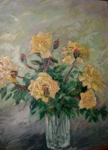 Gemälde „Gelbe Rosen 1979“ von Karl Radio von Radiis
