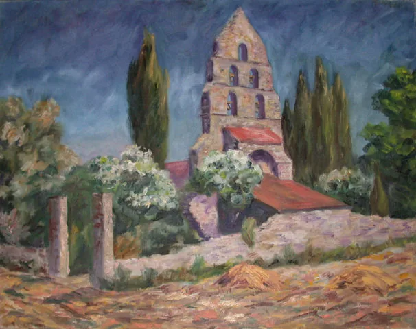 Gemälde „Glockenturm in der Provence 1966“ von Karl Radio von Radiis