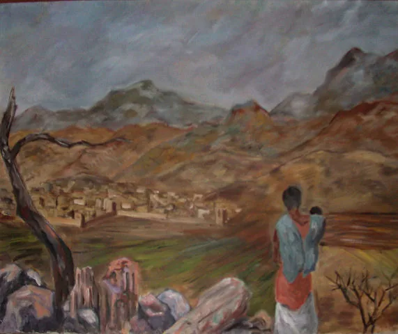 Gemälde „Ruinenfelder Taxila, Pakistan 1973“ von Karl Radio von Radiis