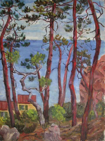 Gemälde „Waldweg in Miramar 1975“ von Karl Radio von Radiis